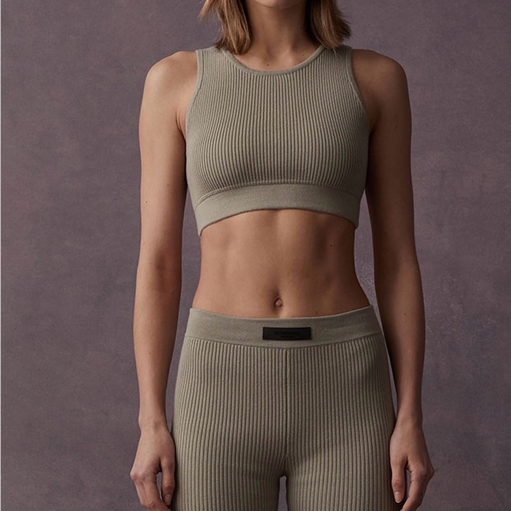 Essentials Ribbed Athletic Shorts in Light Beige - Picture 7 of 7